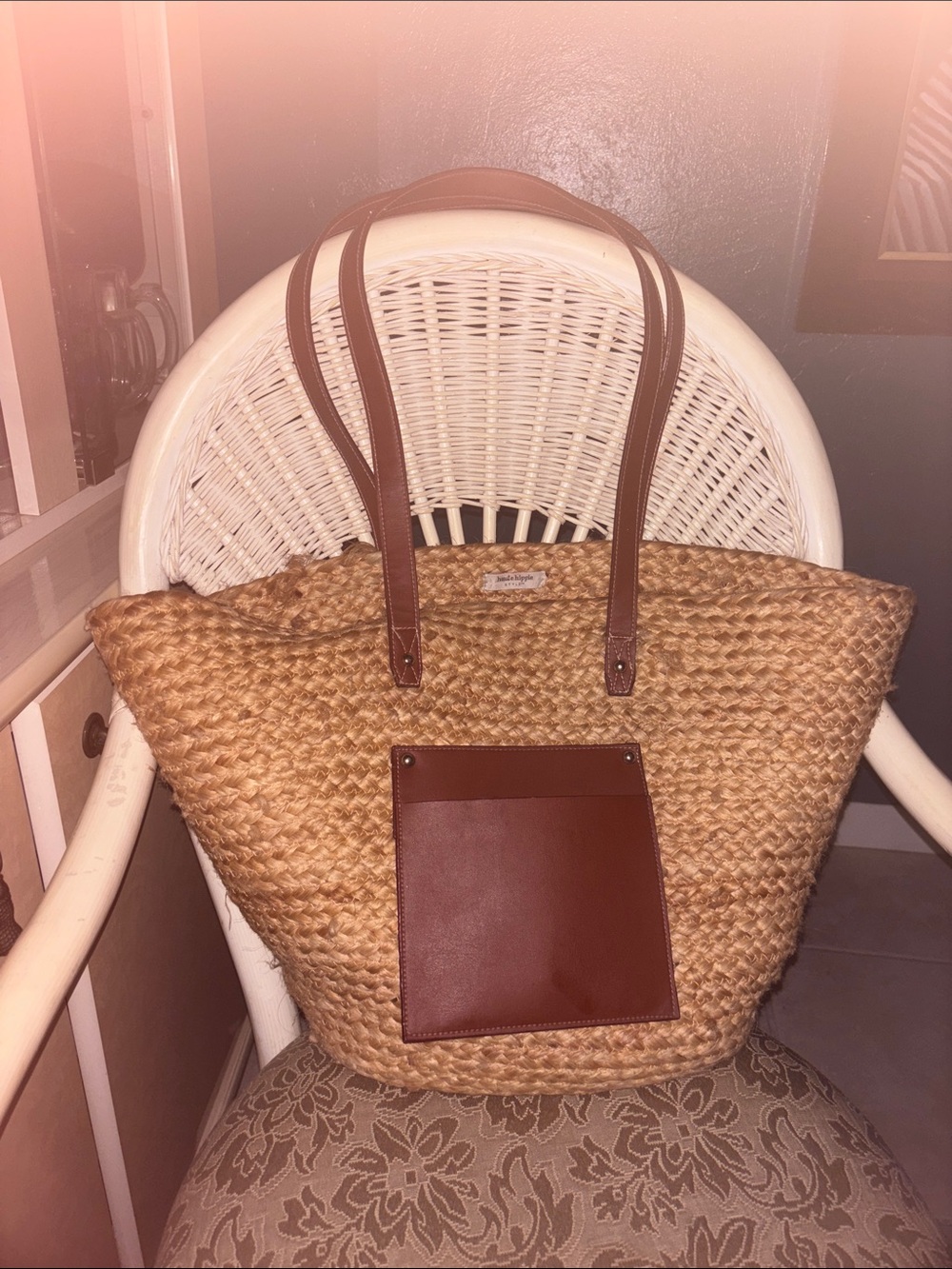 Haute Hippie large Woven Straw beach bucket bag Tote
